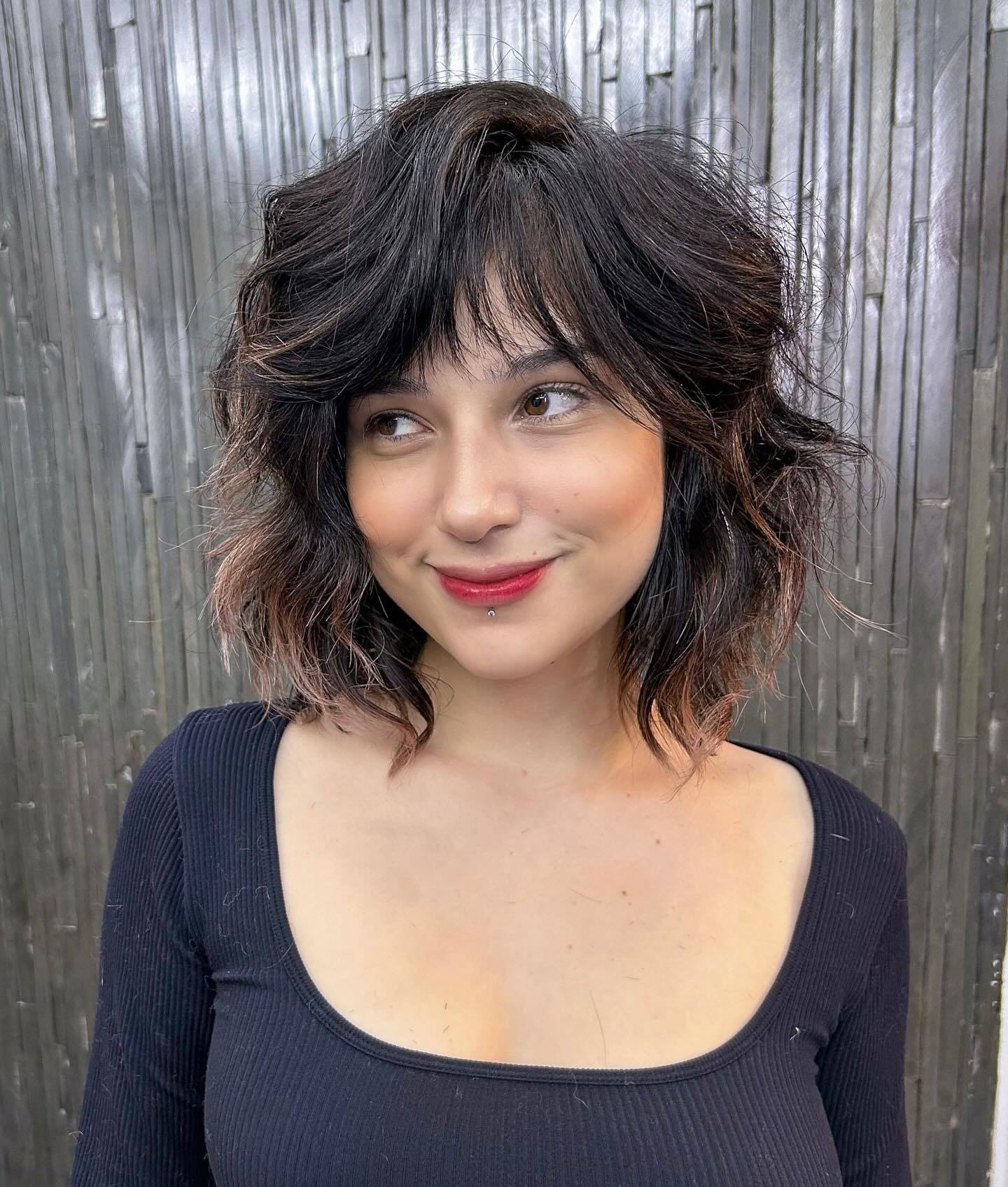 Razored lob shag with bangs
