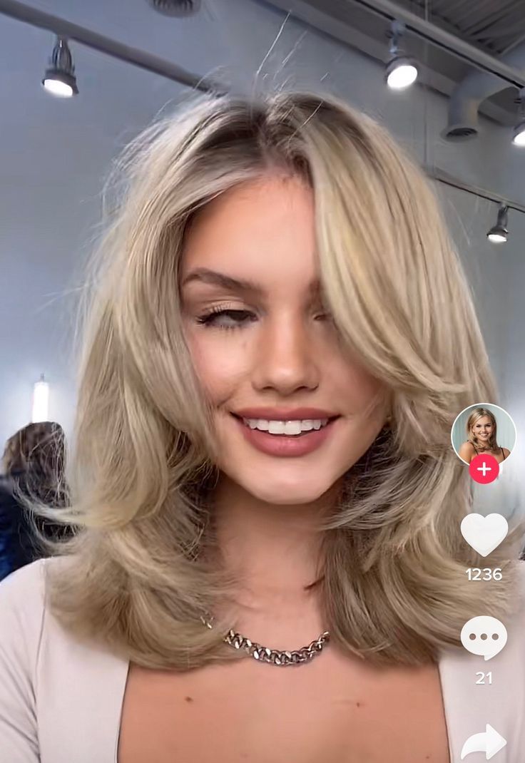 Medium blond hair with bangs inspiration