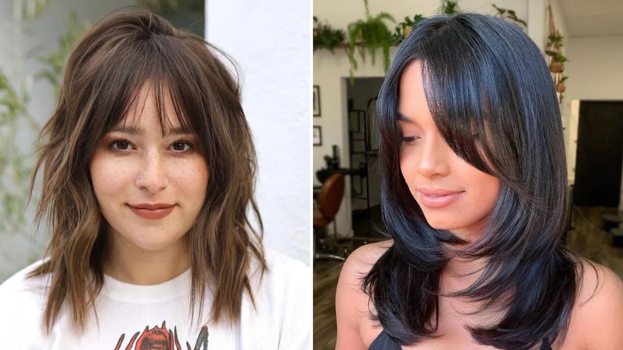 Low-maintenance layered styles with bangs